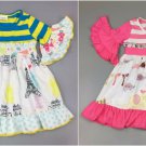 NEW Girls Boutique Jungle Animals Paris Eiffel Tower Short Sleeve Ruffle Dress