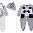 NWT Boutique Baby Boy Lion Footed Sleeper Pajamas Hat Set 0-6 6-12 12-18 18-24 M