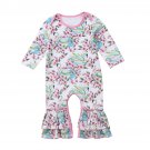 NWT Baby Girls Swan White Ruffle Romper Long Sleeve One Piece Jumpsuit