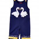 NEW Lil Cactus Baby Girls Blue Ruffle Swan Overalls Jumpsuit 18-24 Months