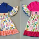 NEW Girls Boutique Floral Short Sleeve Blue Ruffle Dress 5-6 6-7 7-8