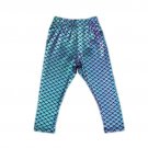 NEW Girls Mermaid Blue Shimmer Capri Leggings 2T 3T 4T 5T