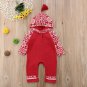 `NEW Baby Boys Red Fair Isle Hooded Long Sleeve Romper Jumpsuit