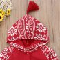 `NEW Baby Boys Red Fair Isle Hooded Long Sleeve Romper Jumpsuit