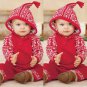 `NEW Baby Boys Red Fair Isle Hooded Long Sleeve Romper Jumpsuit
