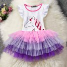 NEW Girls Unicorn Short Sleeve Rainow Tutu Dress 4 5 6 7