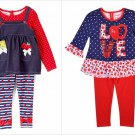 NWT Nannette Girls School Apple Love Tunic Shirt & Leggings Outfit Set