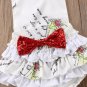 NWT Baby Girl Snow White Princess Ruffle Romper Jumpsuit Headband Set