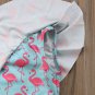 NEW Girls Blue Flamingo Ruffle One Shoulder Swimsuit Bathing Suit 2T 3T 4T 5T