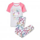 NWT The Childrens Place Unicorn Vibes Girls Short Sleeve Pajamas Set