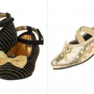 NWT Crazy 8 Toddler Girls Black Gold Stripe Stars Mary Jane Flats Shoes
