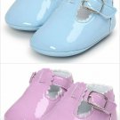 NEW Baby Girl Blue Faux Leather Mary Jane Crib Shoes 0-6 6-12 12-18 M