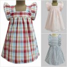 NEW A.T.U.N. Girls Angel Sleeve Striped Plaid Ruffle Dress