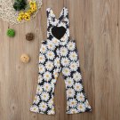 NWT Girls Floral Daisy Black Sleeveless Heart Romper Overalls 2T 3T 4T 5T