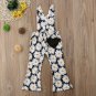NWT Girls Floral Daisy Black Sleeveless Heart Romper Overalls 2T 3T 4T 5T
