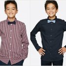 NWT European Cubus Boys Long Sleeve Button Up Shirt with Bow Tie Blue Red