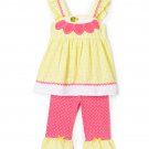 NWT Nannette Girls Flower Gingham Seersucker Tunic Ruffle Leggings Outfit Set