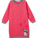 NWT Sophie & Sam Racoon Heart Pink Long Sleeve Girls Sweater Dress 2T 3T 4T