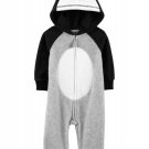 NWT Carters Penguin Baby Boys Hooded Fleece Romper Jumpsuit