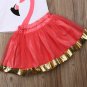 NWT Flamingo Girls Pink Ruffle Sleeve White Shirt Pink Tutu Skirt Outfit Set