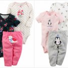 NWT Carters Baby Girls Birds Bodysuit Pants Little Character Outfit Set