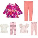 NWT Crazy 8 Girls Crochet Trim Floral Shirt Pink Leggings Striped Outfit 4T 5T