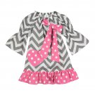 NEW Baby Girls Boutique Gray Chevron Heart Ruffle Dress 18-24 M Valentines Day