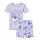 NWT The Childrens Place Unicorn Superstar Girls Short Sleeve Purple Pajamas Set