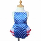 NEW Baby Girls 4th of July Pastriotic Blue Stars Lace Ruffle Romper Sunsuit