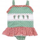 NEW Lil Cactus Baby Girls Seahorse Polka Dot Smocked Romper Sunsuit Jumpsuit