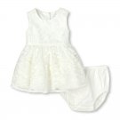 NWT The Childrens Place Baby Girls Floral White Lace Dress Bloomers Set