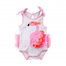 NWT Baby Girls Flamingo White Sleeveless Ruffle Romper Sunsuit Jumpsuit