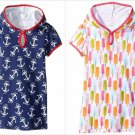 NWT Mud Pie Anchor Nautical Ice Cream Popsicle Girls Blue Hooded Swim Cover Up