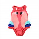NEW Girls Parrot Pink Ruffle Swimsuit Bathing Suit 2T 3T 4T 5T 6