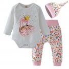 NWT Swan Princess Baby Girls Bodysuit Pants & Headband Outfit Set