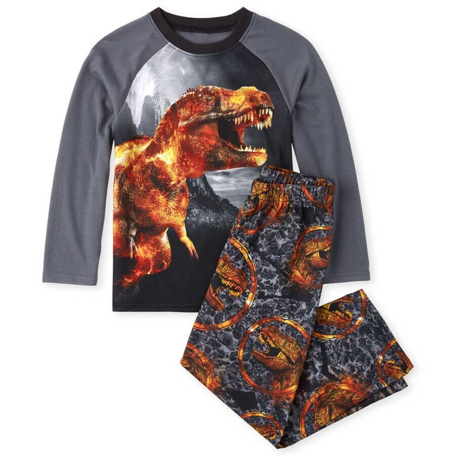 NWT The Childrens Place Dinosaur Lava T-Rex Boys Long Sleeve Pajamas Set