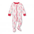 NWT The Childrens Place Flamingo Girl Christmas Stretchie Footed Sleeper Pajamas