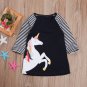NEW Girls Unicorn Navy Blue Long Sleeve Tunic Dress 3T 4T 5T 6 7 8
