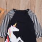 NEW Girls Unicorn Navy Blue Long Sleeve Tunic Dress 3T 4T 5T 6 7 8