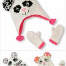 NWT The Childrens Place Girl Shimmery Fair Isle Panda Hat Mittens Set 6-12 M