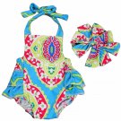 NEW Boutique Baby Girls Romper Sunsuit Jumpsuit & Headband Outfit Set