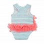 NWT Mud Pie Flamingo Baby Girls Blue Striped Tutu Romper Sunsuit 0-3 3-6 Months