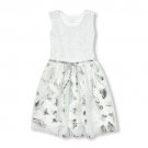 NWT The Childrens Place Girls Sleeveless Silver Metallic Foil Butterfly Dress