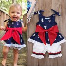NEW Baby Girls Nautical Anchor Tunic Dress White Bloomers Outfit 4th of July