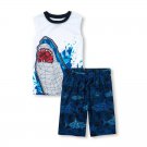 NWT The Childrens Place Shark Boys Sleeveless Pajamas Set