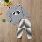 NWT Racoon Boys Gray Long Sleeve Shirt & Pants Outfit Set 18 M 2T 3T 4T