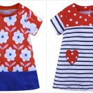 NWT Girls Red Floral Striped Hearts Short Sleeve Dress 2T 3T 4T 5T 6