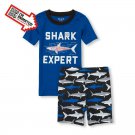 NWT The Childrens Place Shark Glow in the Dark Boys Short Sleeve Pajamas Set