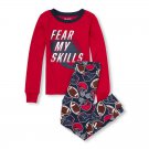 NWT The Childrens Place Football Boys Red Long Sleeve Pajamas Set