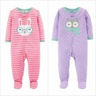 NWT Carters Bunny Rabbit Owl Toddler Girls Footed Jersey Sleeper Pajamas Easter